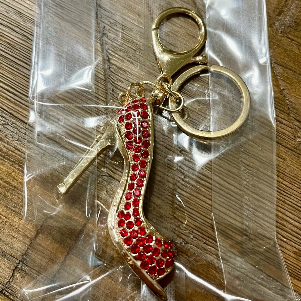 Red Rhinestone “high heel” Keychain / Bag Charm - Picture 2 of 4